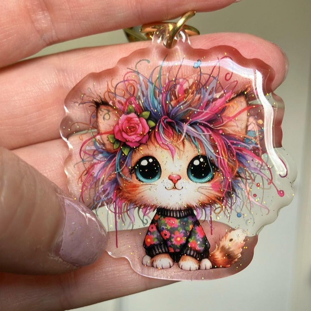 Colorful Cat Keychain - Picture 6 of 6